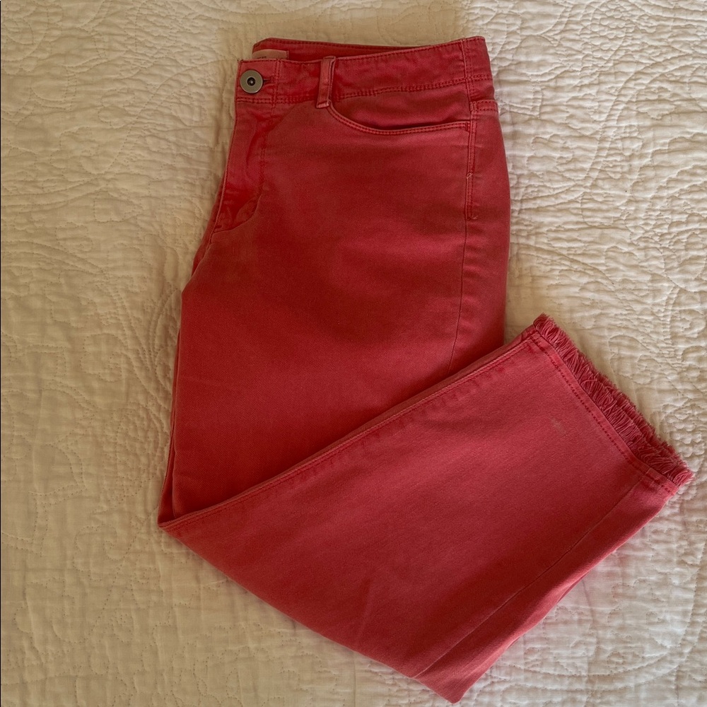 J Jill Authentic Fit Slim Ankle Jeans Women SZ 6P Pink Nantucket Red Ankle Pants